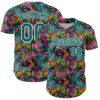 Custom Graffiti Pattern Teal-White Splatter Authentic Baseball Jersey