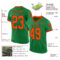 GrassGreen0046-1 Custom Grass Green Orange-Black Mesh Authentic Throwback Football Jersey