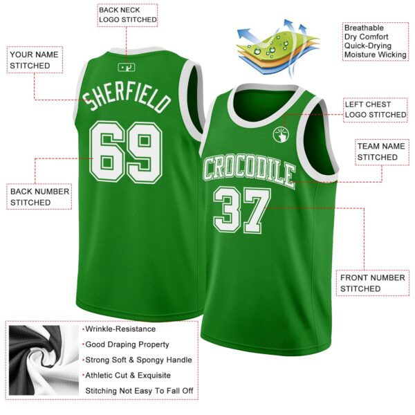 Custom Grass Green White Authentic Basketball Jersey