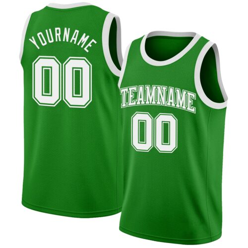 GrassGreen0048 Custom Grass Green White Authentic Basketball Jersey
