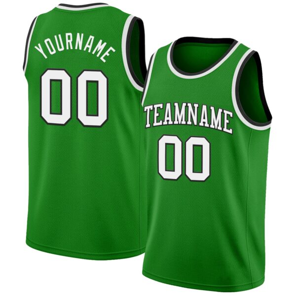 Custom Grass Green White-Black Authentic Basketball Jersey