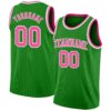 Custom Grass Green Pink-White Authentic Basketball Jersey