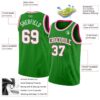 Custom Grass Green White-Pink Authentic Basketball Jersey