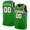 Custom Grass Green White-Pink Authentic Basketball Jersey
