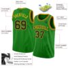 Custom Grass Green Black-Gold Authentic Basketball Jersey