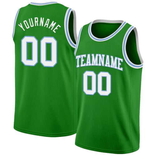 GrassGreen0060 Custom Grass Green White-Light Blue Authentic Basketball Jersey