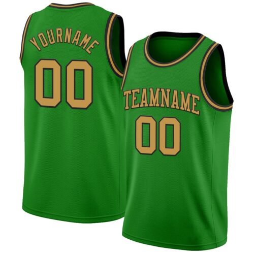 GrassGreen0062 Custom Grass Green Old Gold-Black Authentic Basketball Jersey
