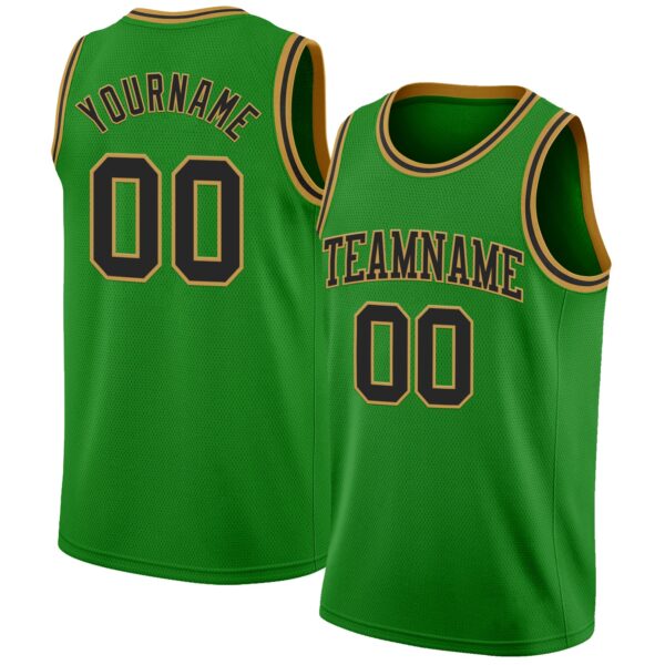 Custom Grass Green Black-Old Gold Authentic Basketball Jersey