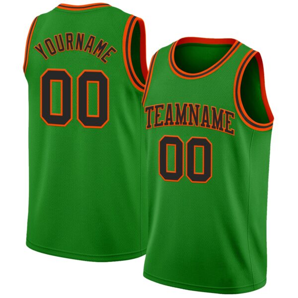 Custom Grass Green Black-Orange Authentic Basketball Jersey