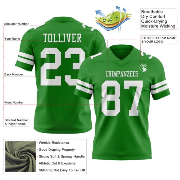 Custom Grass Green White Authentic Football Jersey