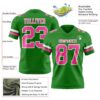 Custom Grass Green Pink-White Authentic Football Jersey
