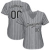 Custom Gray Black Pinstripe Black-White Authentic Baseball Jersey