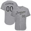 Custom Gray Black Pinstripe Black-White Authentic Baseball Jersey