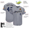 Custom Gray Navy-Vegas Gold Authentic Baseball Jersey