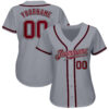 Custom Gray Crimson-Black Authentic Baseball Jersey