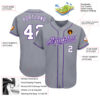 Custom Gray White-Purple Authentic Baseball Jersey