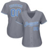 Custom Gray Light Blue-White Authentic Baseball Jersey