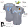 Custom Gray Light Blue-White Authentic Baseball Jersey