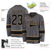 Custom Steel Gray Black-Old Gold Hockey Jersey