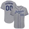 Custom Gray Navy Pinstripe Navy-White Authentic Baseball Jersey