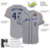 Custom Gray Navy Pinstripe Navy-White Authentic Baseball Jersey