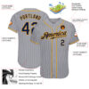 Custom Gray Navy Pinstripe Navy-Gold Authentic Baseball Jersey