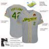 Custom Gray Green Pinstripe Green-Gold Authentic Baseball Jersey