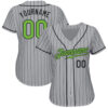 Custom Gray Black Pinstripe Neon Green-Black Authentic Baseball Jersey