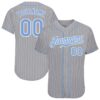 Custom Gray White Pinstripe Light Blue-White Authentic Baseball Jersey