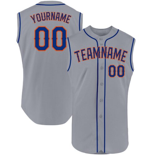 Gray0307 Custom Gray Royal-Orange Authentic Sleeveless Baseball Jersey
