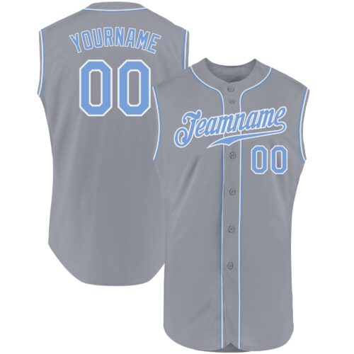 Gray0316 Custom Gray Light Blue-White Authentic Sleeveless Baseball Jersey