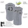 Custom Gray Black-White Authentic Sleeveless Baseball Jersey