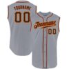Custom Gray Black-Orange Authentic Sleeveless Baseball Jersey