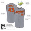 Custom Gray Orange-Black Authentic Sleeveless Baseball Jersey