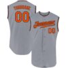 Custom Gray Orange-Black Authentic Sleeveless Baseball Jersey