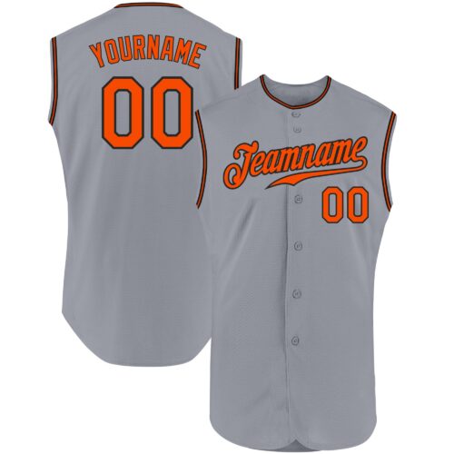 Gray0327 Custom Gray Orange-Black Authentic Sleeveless Baseball Jersey