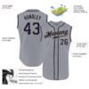 Custom Gray Navy-Old Gold Authentic Sleeveless Baseball Jersey
