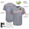 Custom Gray Powder Blue White-Orange Authentic Baseball Jersey