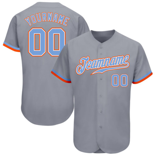 Gray0335 Custom Gray Powder Blue White-Orange Authentic Baseball Jersey
