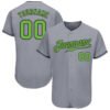 Custom Gray Neon Green-Black Authentic Baseball Jersey