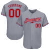 Custom Gray Red White-Royal Authentic Baseball Jersey
