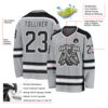 Custom Gray Black-White Hockey Jersey