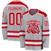 Custom Gray Red-White Hockey Jersey