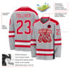 Custom Gray Red-White Hockey Jersey