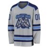 Custom Gray Navy-Light Blue Hockey Jersey