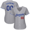 Custom Gray Royal-Red Authentic Baseball Jersey