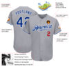 Custom Gray Royal-Red Authentic Baseball Jersey