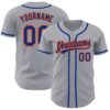 Custom Gray Royal-Orange Authentic Baseball Jersey