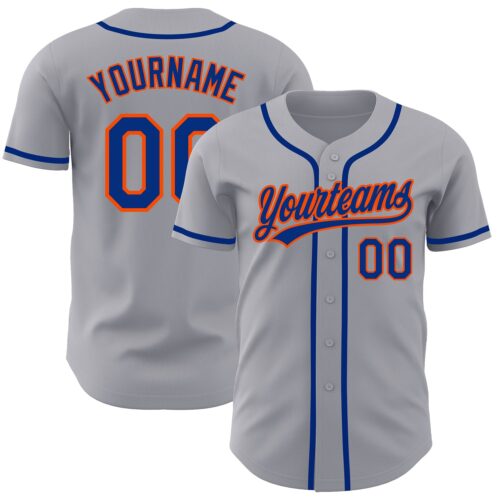 Gray0393 Custom Gray Royal-Orange Authentic Baseball Jersey