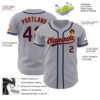 Custom Gray Navy-Orange Authentic Baseball Jersey